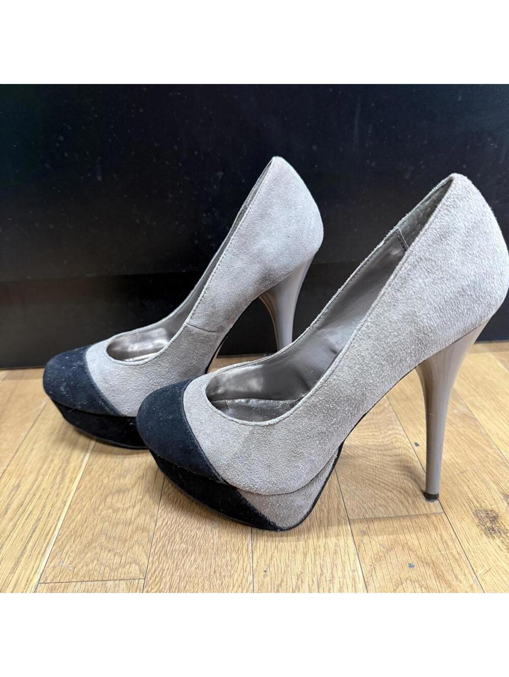Steve Madden Taupe&Black Cap-Toe Platform Pumps – High Heel Stiletto – Size 6.5